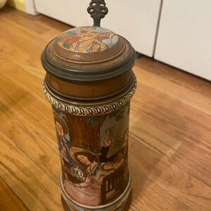 Vintage Ceramic Beer Stein with Lid